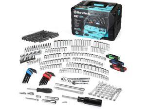 DURATECH 497-Piece Mechanics Tool Set, Include SAE/Metric Sockets, 90-Tooth Ratchet and Wrench Set in 3 Drawer Tool Box DURATECH 497-Piece Mechanics Tool Set, Include SAE/Metric Sockets, 90-Tooth Ratchet and Wrench Set in 3 Drawer Tool Box
