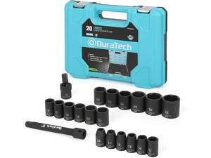 DURATECH 1/2” Drive Impact Socket Set, 20-piece Shallow Socket Set, Metric: 10-32mm with Impact Extension Bar and Universal Joints DURATECH 1/2” Drive Impact Socket Set, 20-piece Shallow Socket Set, Metric: 10-32mm with Impact Extension Bar and Universal Joints