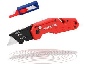 WORKPRO Folding Utility Knife, Quick Change Blade, Lightweight Nylon Handle, Utility Cutter with 10-piece Extra Blades