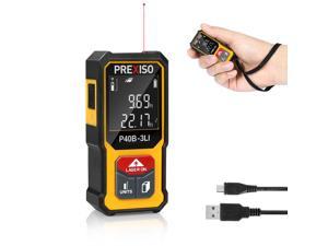 PREXISO Mini Laser Measure, 135Ft Rechargeable Laser Distance Meter with High Accuracy Multi-Measurement Units M/In/Ft, and Pythagorean, Distance, Area, Volume Modes