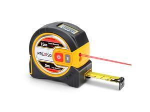 PREXISO Laser Tape Measure, 2-in-1 Laser Measure 15m & Tape Measure 5m, Laser Distance Measure with LCD Display, Nylon Coating Tape for DIY (Metric)