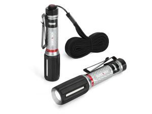 Swiss+Tech Mini Aluminum Flashlight 2-Pack, IPX7 Water Resistant, Drop Proof Aluminum Flashlight with Lanyard, Perfect for for Hurricane Supplies, Emergency, Camping, Cycling, 2 AAA Batteries Included