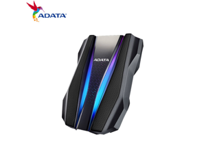 ADATA 1TB mobile hard drive USB3.2 Gen1 compatible with USB2.0 HD770G IP68 dustproof and waterproof RGB colorful light bar