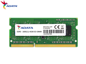 ADATA DDR3 4GB 1600MHz MT/s (PC4-12800) SODIMM 204-pin 1.5V laptop memory module