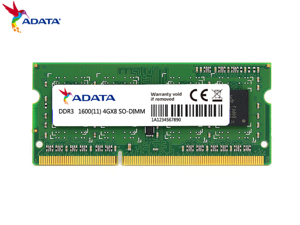 ADATA DDR3 8GB 1600MHz MT/s (PC4-12800) SODIMM 204-pin 1.5V laptop memory module