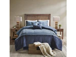 Madison Park Boone Comforter Set-Rustic Cabin Lodge Faux Suede Design All Season Down Alternative Cozy Bedding with Matching Bedskirt, Shams, Decorative Pillow, Queen(90"x90"), Dark Navy 7 Piece Madison Park Boone Comforter Set-Rustic Cabin Lodge Faux Suede Design All Season Down Alternative Cozy Bedding with Matching Bedskirt, Shams, Decorative Pillow, Queen(90"x90"), Dark Navy 7 Piece