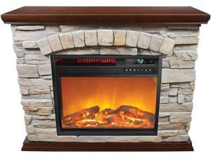 LifeSmart Large Square Infrared Faux Stone Fireplace, FP2043