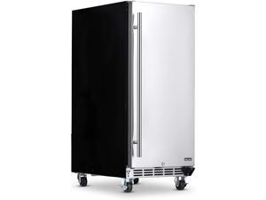 NewAir 15" Outdoor Beverage Refrigerator With Weatherproof Stainless Steel and Auto-Closing Fridge Door | 90 Can Capacity | Built-In or Freestanding Outdoor Fridge NOF090SS00