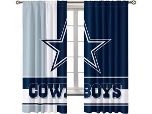NFL Dallas Cowboys Blackout Curtain (2 Panel) Rod Pockets Top Darkening Blackout Room Window Draperies for Living Room Bedroom Home