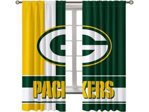 NFL Green Bay Packers Blackout Curtain (2 Panel) Rod Pockets Top Darkening Blackout Room Window Draperies for Living Room Bedroom Home 72"W x 63"L