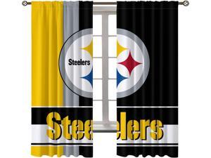 NFL Pittsburgh Steelers Blackout Curtain (2 Panel) Rod Pockets Top Darkening Blackout Room Window Draperies for Living Room Bedroom Home 72"W x 63"L