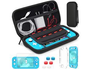 HEYSTOP Compatible with Nintendo Switch Lite Carrying Case Mini Switch Lite Cover Case Tempered Glass Screen Protector Games Card 6 Thumb Grip Caps for Nintendo Switch Lite Accessories Kit