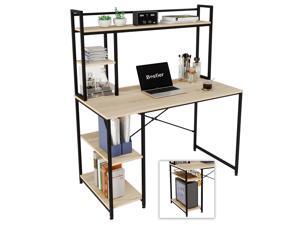 Bestier Computer Desk with Hutch and Shelves 47 Inch, Adjustable Storage Bookshelf Home Office Study Working Table Workstation for Small Space and Bedroom, Modern College Student Desks, Oak Bestier Computer Desk with Hutch and Shelves 47 Inch, Adjustable Storage Bookshelf Home Office Study Working Table Workstation for Small Space and Bedroom, Modern College Student Desks, Oak