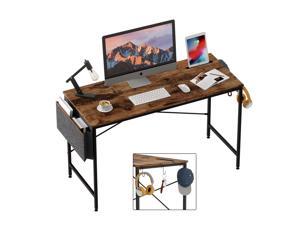 Bestier Computer Desk 47 Inch Office Desk Study Writing Desk, Retro Rustic Style Laptop Table with Storage Bag & 3 Little Hook, Rustic Brown Top Bestier Computer Desk 47 Inch Office Desk Study Writing Desk, Retro Rustic Style Laptop Table with Storage Bag & 3 Little Hook, Rustic Brown Top