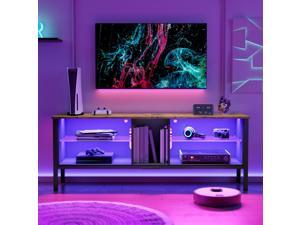 Bestier 63 Inch Gaming TV Stand 20 Color LED Entertainment Center,TV Console High Glass Television Stands with 2 Storage Cabinet Media Player Wall Mounted for Living Bedroom up to 70 inch Rustic