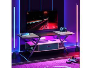 Bestier 55 inch Gaming TV Stand with LED Lights for 65 Inch TV Entertainment Cente