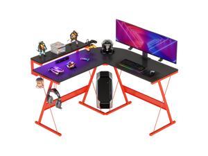 Bestier 51 inch L-Shaped Gaming Computer Desk with Monitor Stand 3D Black/Red