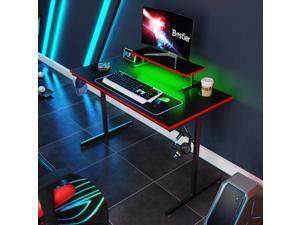 Bestier Gaming Desk 44" LED Lights Ergonomic Table Home Office Computer Desk with Riser Stand