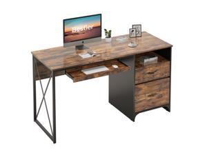 Bestier 55 inch Computer Desk with Storage Drawers & Keyboard Tray Rustic Brown