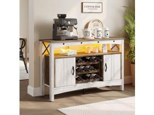 Bestier Storage Sideboard Buffet Cabinet with Removable Wine Rack Wash White