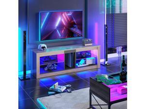 Bestier 55 inch RGB TV Stand with LED Lights Entertainment Center Wash Gray