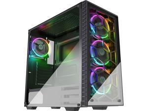 MUSETEX 4 x 120mm LED RGB Fans Pre-Installed Phantom Black ATX Mid Tower Desktop Computer Gaming Case USB 3.0 Ports Tempered Glass Windows MUSETEX 4 x 120mm LED RGB Fans Pre-Installed Phantom Black ATX Mid Tower Desktop Computer Gaming Case USB 3.0 Ports Tempered Glass Windows