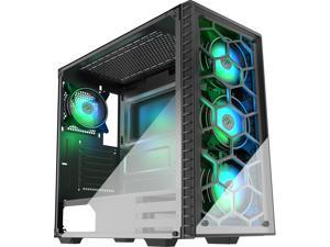 MUSETEX Gaming Case with 6 RGB LED Fans Pre-Installed ATX Mid Tower Case, 2 Translucent Tempered Glass Panels USB 3.0 Port, Cable Management/Airflow, Gaming Style Window Case MUSETEX Gaming Case with 6 RGB LED Fans Pre-Installed ATX Mid Tower Case, 2 Translucent Tempered Glass Panels USB 3.0 Port, Cable Management/Airflow, Gaming Style Window Case