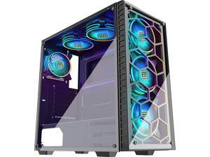 MUSETEX ATX Mid-Tower PC Gaming Case with 6 RGB LED Dual Pre-Installed Fans 2 Translucent Tempered Glass Panel USB 3.0 Port, Cable Management/Airflow, Gaming PC Case MUSETEX ATX Mid-Tower PC Gaming Case with 6 RGB LED Dual Pre-Installed Fans 2 Translucent Tempered Glass Panel USB 3.0 Port, Cable Management/Airflow, Gaming PC Case