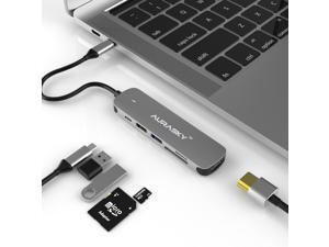 Aurasky 6-in-1 USB C Hub, Type C Adapter Hub Mini Charging Station Workstation Docking Station Multi-portwith 4K HDMI,1 USB 3.0, 1 USB 2.0, TF/SD Card Reader, USB-C PD3.0 for MacBook Pro/Air
