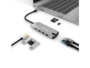Aurasky 8-in-1 USB C Hub, Type C Adapter Mini Docking Station Computer Hubs Multi-port with 4K HDMI Port, RJ45 Port, 3 USB 3.0, 1 USB-C and TF/SD Caed Reader for MacBook Pro/Air