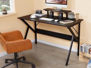 Hilero Gaming Desk Workstation 47 Inch Computer Desk with Large Monitor Stand Desk Workstation, Black