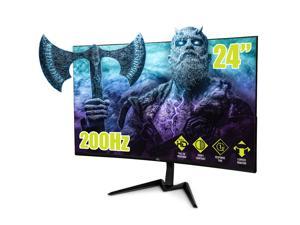 YEYIAN SIGURD 2503 24 Curved 1650 PC Gaming Frameless LED Monitor, 1080P FHD, 200Hz, 1ms, 3000:1, 300cd/m2, 16:9, 178°, 16.7M Colors, FreeSync, DP 1.2, HDMI 2.0, Stereo Speaker, 75mm VESA, Tilt