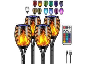 B BOCHAMTEC Solar Lights Outdoor Flame Flickering Torch, with USB Charging Port Remote, 13 Color Changing RGB,Waterproof Lights Landscape Auto On/Off for Garden Patio Driveway Christmas Party (4pack) B BOCHAMTEC Solar Lights Outdoor Flame Flickering Torch, with USB Charging Port Remote, 13 Color Changing RGB,Waterproof Lights Landscape Auto On/Off for Garden Patio Driveway Christmas Party (4pack)