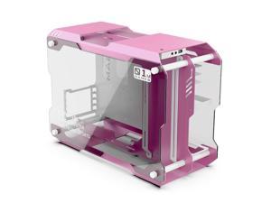 Zeaginal ZC-01M Pink&White MATX/ ITX Non-Fan With Side Window Support 240mm Radiator Support M-ATX/ ITX Motherboard USB3.0 Version Aluminum PC Case