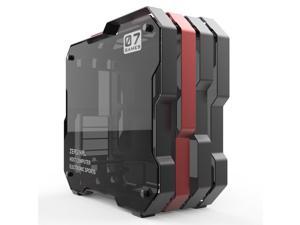 Zeaginal ZC-07 Black&Red ATX/Micro ATX Non-Fan With Side Window Support 360mm Radiator Support M-ATX/ ATX Motherboard USB3.0 Version Aluminum PC Case