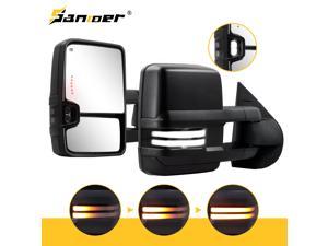 Sanooer Black Tow Mirrors for 2007-2013 Silverado/ Sierra/ Tahoe/ Yukon w/ Smoked Switchback Light Power Heated Towing Mirrors Electric Adjust Glass Manual Fold n Extension Dynamic Signal Light