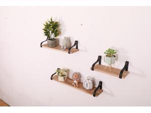 Floating Shelf Wall Mounted Set of 3,Living room decorative wall rack bathroom wall rack kitchen seasoning rack natural wood wall rack