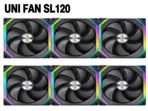 Lian Li UNI Fan SL120 6 Pack Black-with Controller and Extension (ARGB 120mm LED PWM Daisy-Chain) UF-SL120-6B PC Cooling Computer ARGB Case Fans Heatsink Cooler
