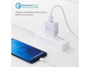 Quick Charge 30 Fast Wall Charger for Samsung Galaxy J7 ProSky ProPerxJ7 VJ7 StarCrownPrimeEclipseRefineJ7 LunaNeoMaxS6S6 PlusS7 Edge S7 S4S3Note 45Note Edge5FT Micro Cord
