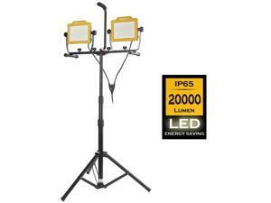 Aoodor 20000 Lumen Twin Head LED Work Light with Metal Telescopic Tripod Stand 10 Ft. Power Cord – IP 65 Water Resistant Aoodor 20000 Lumen Twin Head LED Work Light with Metal Telescopic Tripod Stand 10 Ft. Power Cord – IP 65 Water Resistant