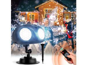 Snowfall LED Lights Wireless Remote Waterproof Rotating Projector Lamp Party BP 