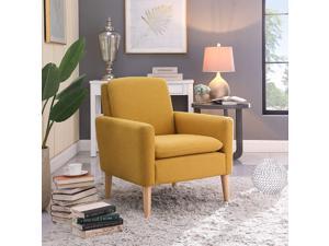 Modern Accent Fabric Chair Single Sofa Comfy Upholstered Arm Chair Living Room Furniture Mustard Yellow