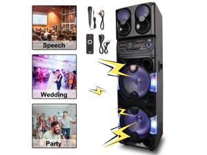 Dual 10" Woofers High Powered Portable Party Speaker with Mic Remote Control