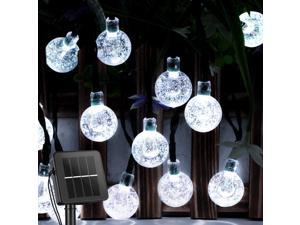 Solar String Lights Outdoor 30 Led 21 Feet Crystal Globe Lights with 2 Lighting Modes Waterproof Solar Powered Patio Lights for Garden Yard Porch Wedding Party Decor