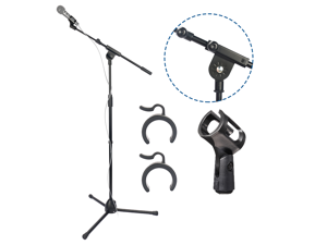 BOMGE Microphone Stand Foldable, Heavy Duty Tripod Boom Mic Stands Arm Floor, Adjustable Boom Arm Length from 17'' to 31'' Inch, with Microphones Holder Clip for Singing, Karaoke, Speech BOMGE Microphone Stand Foldable, Heavy Duty Tripod Boom Mic Stands Arm Floor, Adjustable Boom Arm Length from 17'' to 31'' Inch, with Microphones Holder Clip for Singing, Karaoke, Speech