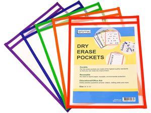 JUZARI 10x13 inch Dry Erase Pockets Reusable Sleeves - 10 Pack Dry Erase Pocket Sleeves Dry Erase Sleeves Classroom Pack Dry Erase Sheet Protectors