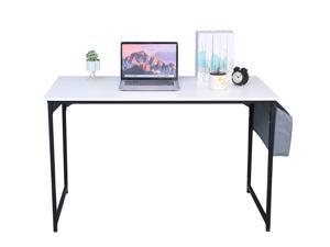 47" Computer Desk Home Office Study Desk Modern Simple Style Table with Storage Bag, White