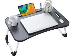 Lap Desk Bed Tray Table Foldable Laptop Table, Multifunctional Table Board Portable Computer Desks, Laptop Holder Desk with Cup Holder & Handle for Breakfast, Study, Movie (black)