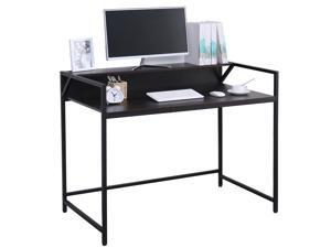Computer Desk 43.5" with Storage Shelf Study Writing Desk with Monitor Stand Home Office Desk Stable Metal Frame Workstation Black