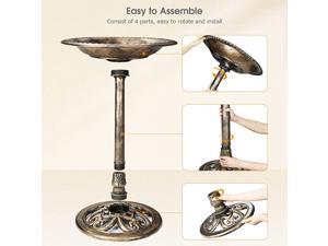 AISITIN Bird Bath for Outdoors, Polyresin Lightweight Antique Birdbath for Garden with 2.5W Solar Fountain Outside, Patio, Pond AISITIN Bird Bath for Outdoors, Polyresin Lightweight Antique Birdbath for Garden with 2.5W Solar Fountain Outside, Patio, Pond